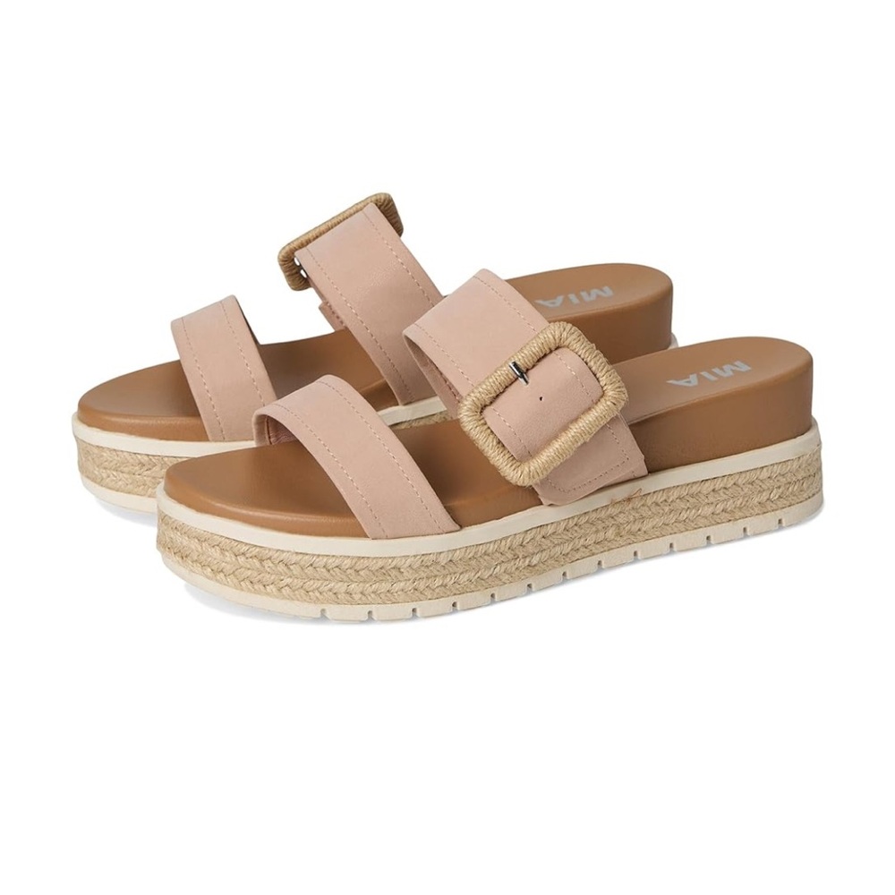 MIA Tan Platform Sandals with Buckle Detail - Picture 2 of 3